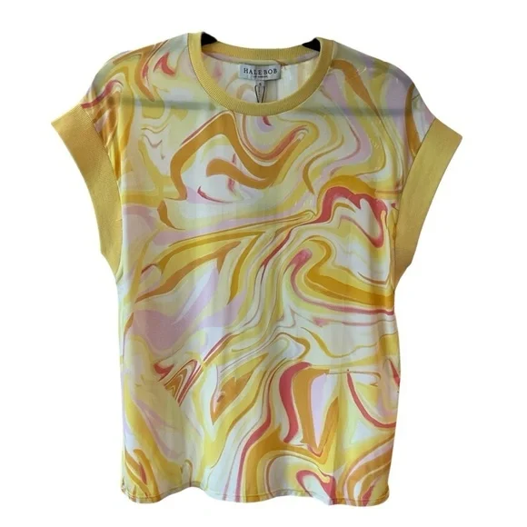 Hale Bob Yellow Orange Graphic Boxy Tee - Picture 1 of 6
